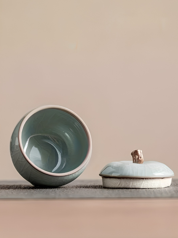 mini urn appel azuur blauw